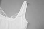 FDYOUI Chic Lace Patchwork Tank Tops for Women 2026 Summer Sleeveless Slim T-shirt Ladies Crop Top Y2K Streetwear Pink Corset