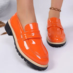 Patent Leather Thick Heels Loafers Women Spring New Mixed Color Med Heel Office Pumps Woman Plus Size 43 Slip On Single Shoes