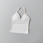 NO LOGO Women's Longline Strappy Backless Gym Top Scrunch Workout Open Back Bra Tank Top for Running Yoga Shirt