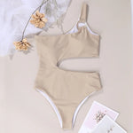2026 One Shoulder Swimwear Women Solid Color Hollow Out One Piece Swimsuit Summer Beach Bathing Suit Backless Bodysuit Monokini