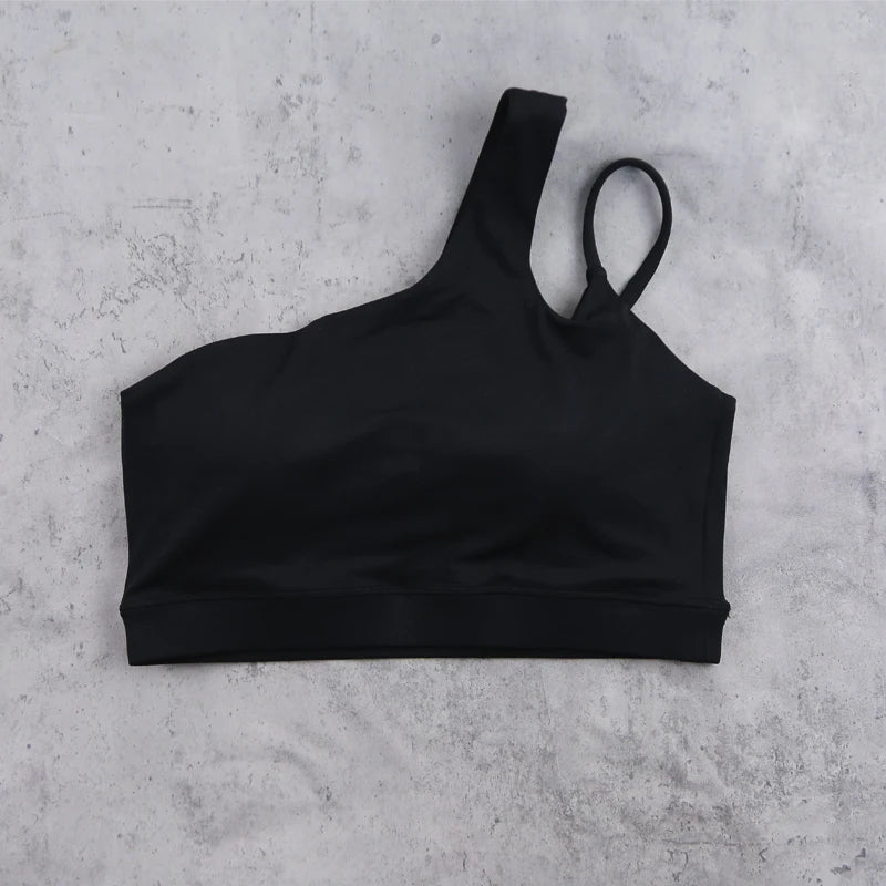 DIA FIT JOY Yoga Sports Bra Single Shoulder Irregular Strap Naked feel Sensation Beautiful Back Design Comfortable Breathable