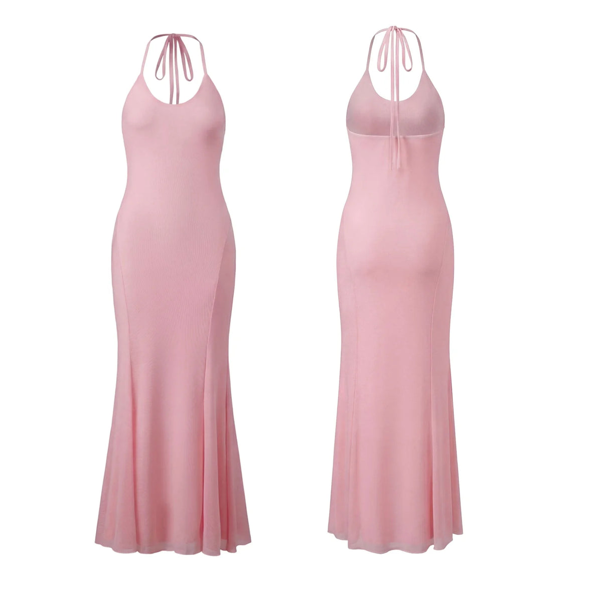 Summer Women's Sleeveless Fish Tail Dress Halter V Neck Bodycon Long Dress Gown Party Evening Elegant Sexy Streetwear