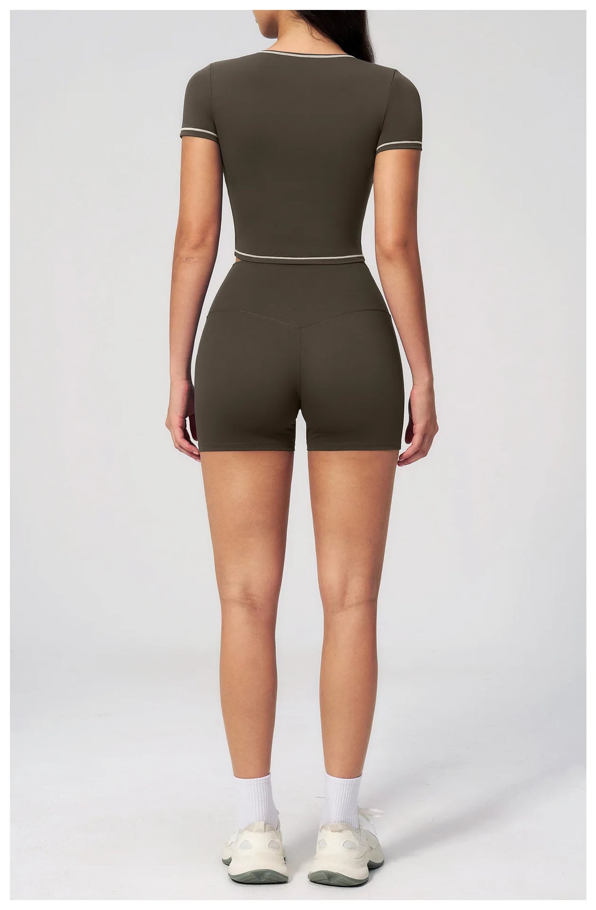 Speed Drying Tight Yoga Sets Women Color Contrast Short Sleeve Slim Sports Top High Waist Leggings Running Fitness Athletic Wear