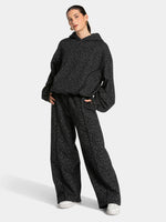Vintage Leopard Hooded Sweatshirt Suit Loose Fit Contrast Line Wide Leg Trousers Fashion Athletic Tracksuit Outfit