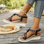 Fashion T-Strap Platform SandalsWomen New Mix Color Elastic Band Wedge Sandals Woman Summer Daily Open Toe Sandalias Female