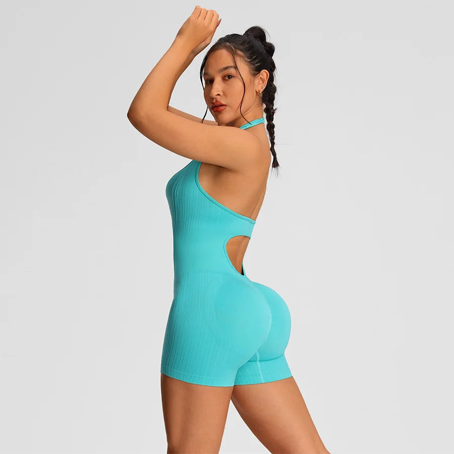 Summer Rompers Sportswear Woman Gym Combi-pants Women Jumpsuits Sport Yoga Clothes Female Fitness Overalls Shorts Bodysuit