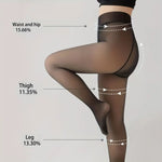 200g Womens Fleece Lined Fake Transparent Tights Thick High Waist Stretch Thermal Pantyhose Windproof For Cold Weather Suitable