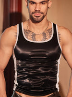 Sports Vest Men's Tight-Fitting Shirt Fitness Sexy Muscle Men's Leather Top Erotic Underwear Casaul Elegant Fashion Vest XOG8