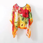 Simulated Silk Pullover Shawl Sweater Summer Beach Sun Protection Cape Women's Beach Towel Versatile Gauze Scarf Multifunctional