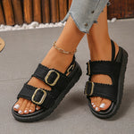 2026 Summer Denim Platform Sandals Women Fashion Buckle Thick Bottom Rome Sandles Woman Plus Size Non Slip Soft Sole Sandalias
