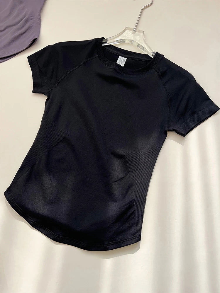 Sport Shirt Women Fitness Impact Short Sleeve Top Gym Workout Yoga Blouse Quick Dry Breathable Running Tee Top