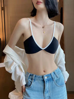 MOYISU Lingerie Women Thin Summer French Small Breasts Sexy Deep U Shell Cup Spice Girl Fashion No Trace No Underwire Bra Bra