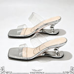 Y2K PVC Transparent Designer Sandals Women Shoes Slip On Hollow Wedge Slide Mules Beach Vacation 6cm Comfortable Walking Heels