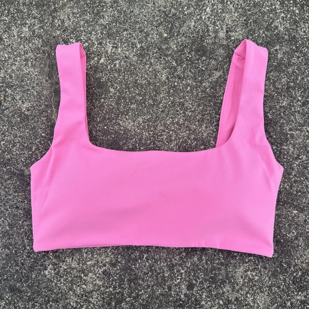 Solid Color Butter Square collar Soft Gym Yoga Underwear Women Hollow back shoulder strap Fitness Vest sport Bra Top With pad