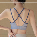 Women's Beautiful Back Contrasting Sports Bra Integrated Buckle Yoga Top Fitness Bra Supportive Active Wear