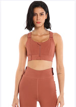 Sports Bras Tights Crop Top Women Yoga Vest Front Zipper Plus Size Adjustable Strap Shockproof Gym Fitness Athletic Brassiere