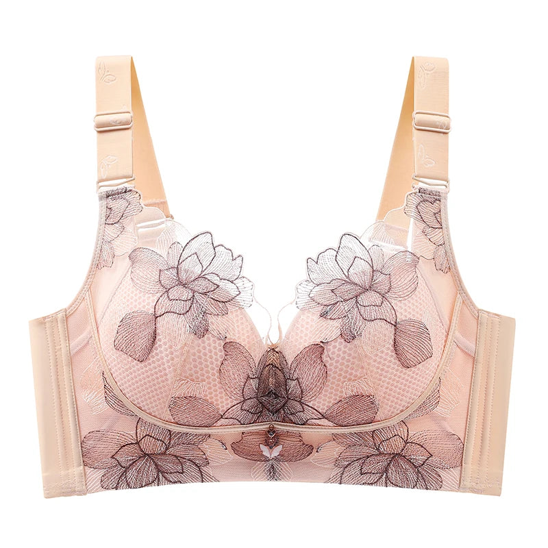 Women's Push up Bras Adjustable New Wireless Bras Women Flower embroidery Bra Underwear Large Size 36-52 CDE Cup Underwear Women