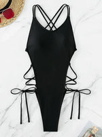 2025 Sexy Criss Cross Backless Female Swimwear One Piece Swimsuit Women Monokini High Leg Cut Bather Bathing Suit Swim Beachwear