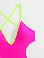 DEKA Sexy Backless Swimwear Deep V Neck Hollow Out One Piece Swimsuit Women Female Monokini High Cut Bather Bathing Suit Swim