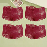 4Pcs Lace Sexy Lingerie Female Low-Waist Breathable Lingerie Hollow Out Comfortable Underpants Transparent Sexy Intimates S-XXL