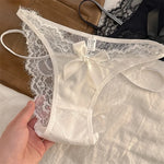 Girls Sexy G String Lace Panties Women Rhinestones Underwear Briefs Hollow Out Thong Transparent Lingerie Intimates