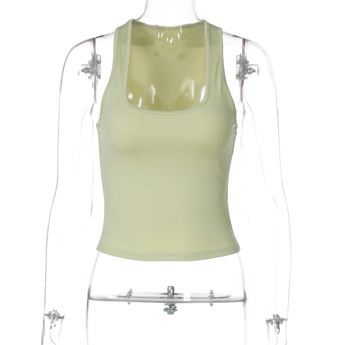 Women's Fashion Solid Tank Tops 2026 Streetwear Sleeveless T-shirt Female Square Collar Skinny Corset Y2K Girls Gray Crop Top