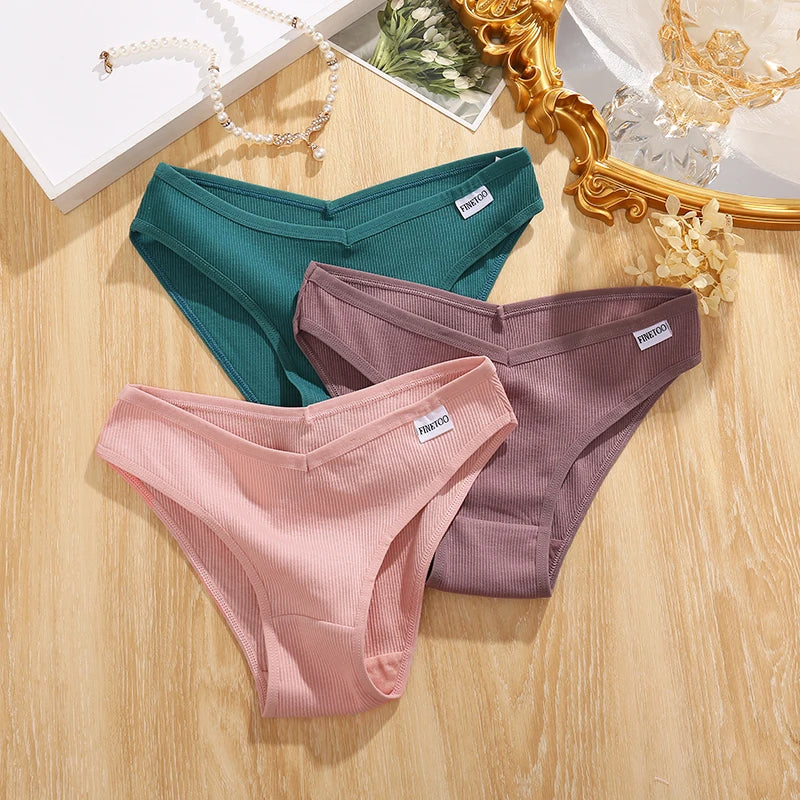 3Pcs/set Cotton Panties Women M-4XL Low Waist Underwear Plus Size Briefs Ladies Comfortable Underpants Female Panties Lingerie
