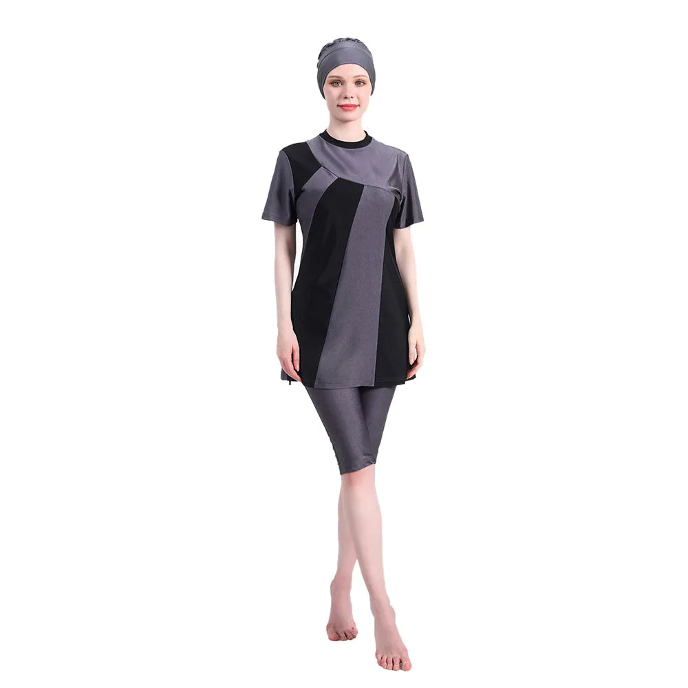 Muslim Swimsuit Burkini with Hijab for Women, Islamic Bathing Suit, Modest Plain Clothing, Swimwear for Muslim Swimming