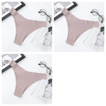 3Pcs/Set Women Ice Silk Panties V-Waist Low Rise Briefs Seamless Underwear Female Quick-Drying Underpants Sexy Lingerie S-L
