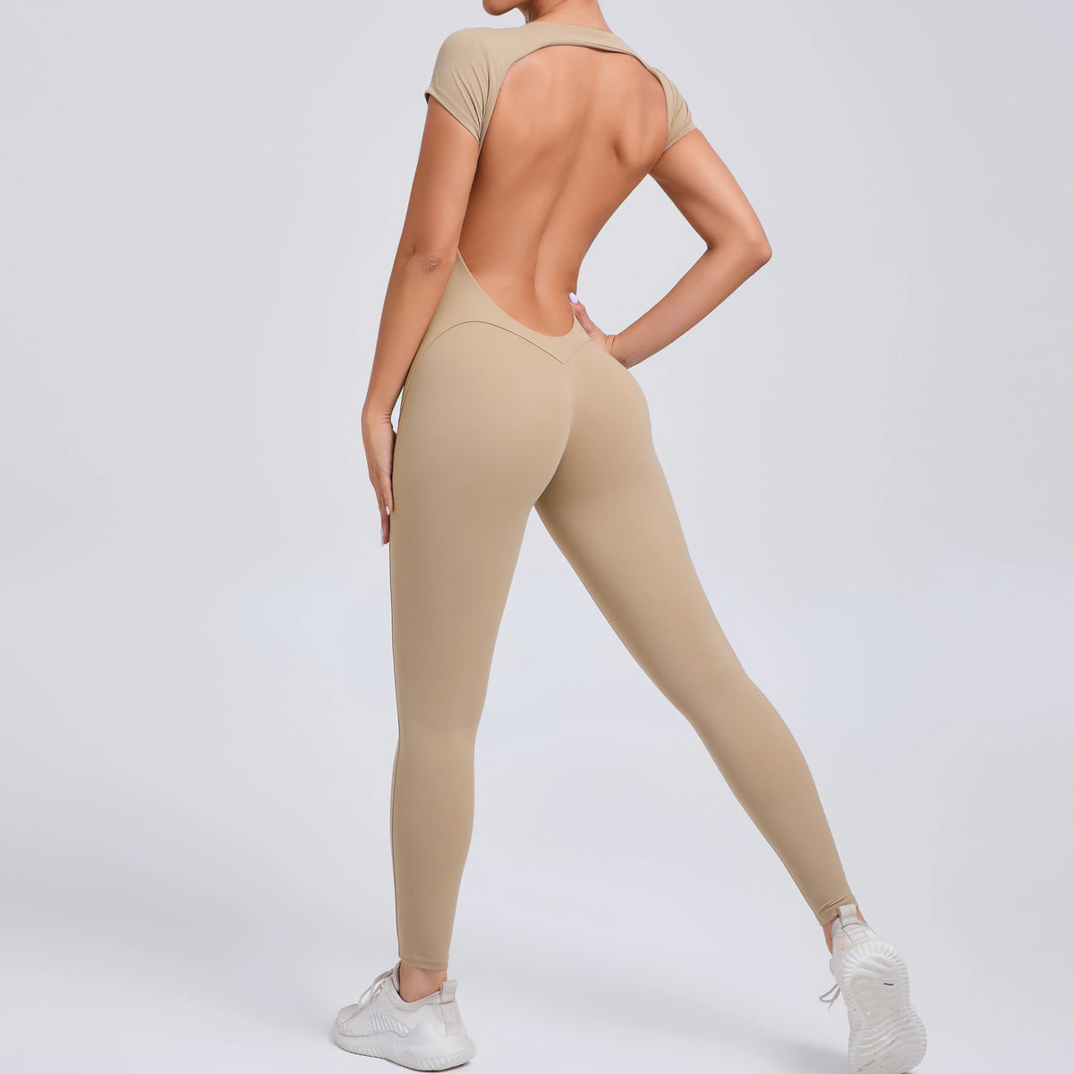 One-piece Yoga Padded Backless Suit Female Rompers Quick Dry Yoga Clothing Workout Bodysuits Scrunch Sports Jumpsuit Women