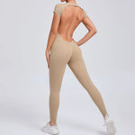 One-piece Yoga Padded Backless Suit Female Rompers Quick Dry Yoga Clothing Workout Bodysuits Scrunch Sports Jumpsuit Women