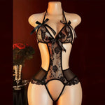 Fancy Underwear Hanging Neck Erotic Suit 18 Crotch Open Temptation Hot Crotchless Lingerie For Woman Of Desire Bold Lencerias
