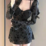 Hot spring swimsuit women's highend skirt style two-piece set sexy pure desire steel holder gathering slimming vacation swimsuit