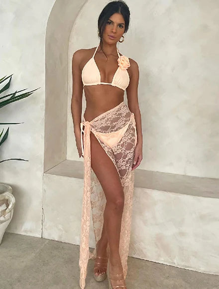 Sexy Shell Bikini Set With Skirt Women Two-Pieces Swimsuit 2024 New High Fork Skirt Set Biquini Swimwear For Girl Clothing