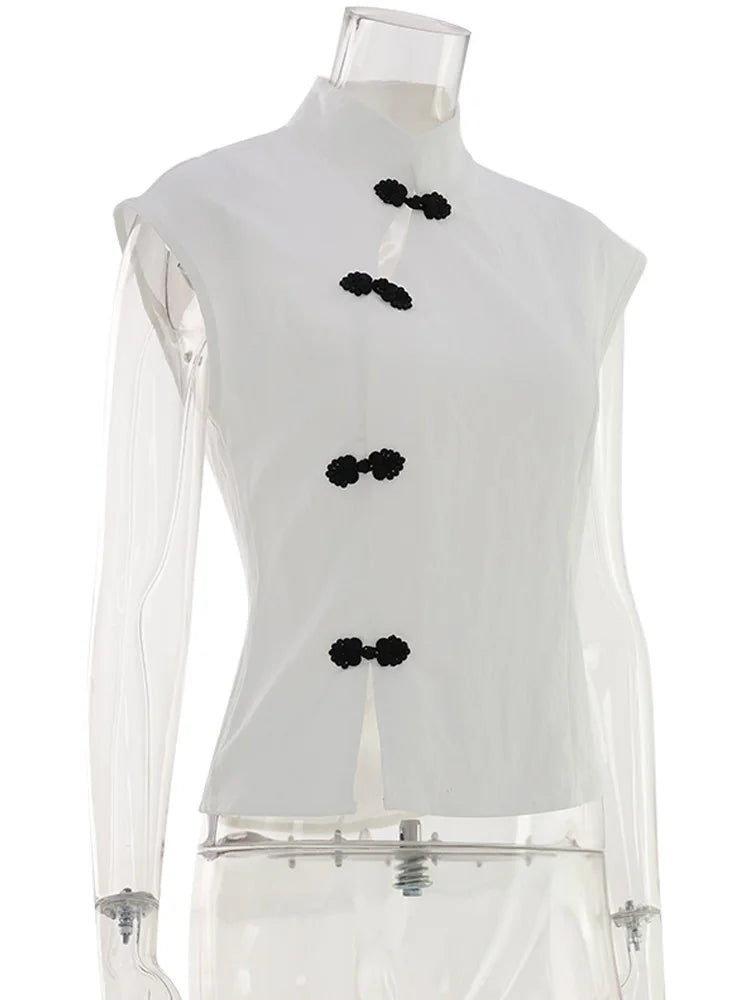 Fashion Women Short Sleeve Tops Tees Button Hollow Out Solid Slim Sheath Elegant Office Top Casual Cheongsam Inspired T-Shirt