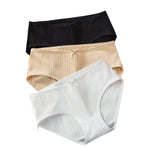 3Pcs/Set Cotton Panties Low Waist Briefs Solid Color Lingerie Women Underpants Comfy Breathable Underwear Intimates