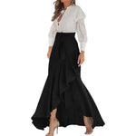 Irregular Ruffle Hem Sexy Skirt For Women Elegant Summer Wrapped Hip Fishtail Skirt High Waistband Solid Color Flowy Skirt