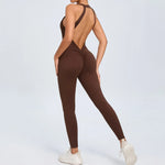 Seamless Yoga Jumpsuits Sports Fitness Peach Hip-lifting Backless Buckle One-Piece Training Gym Workout Tracksuits for Women