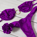 Sexy 3D Flower Bikini Swimsuit Brazilan Bikini Set Swimwear for Women High Leg Push Up Two Piece Bathing Suits Summer Female