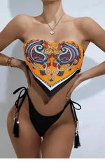 S-XXL Printed Crop Top Bikini Women Bandeau Bikinis Swimwear Female Swimsuit Two-pieces Bikini Set Bathing Suit Swim Beach Wear