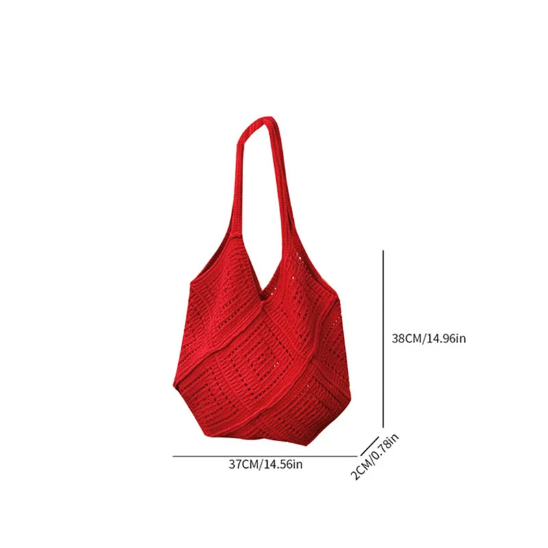 Yarn Hollow Out Large Capacity Shoulder Bags Summer New Ladies Bags Casual Soft Versatile Women's Handbags