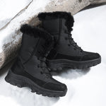 Winter Snow BootsWomen Waterproof Non-Slip Warm Northeast-Style Large Cotton Shoes, Ski , Fleece-Lined,High-Top Cotton Boots