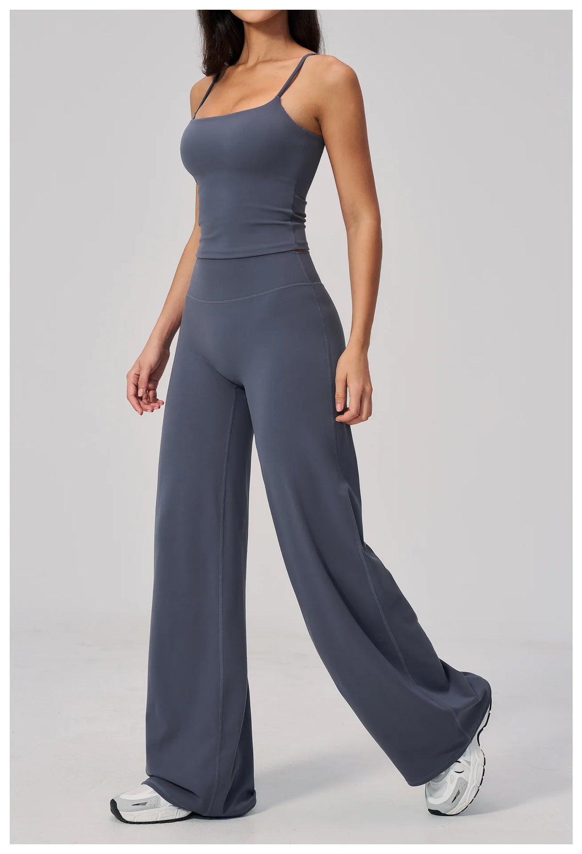 Yoga Suit Gym Fitness Set Hanging Neck Slim Sports Tank Top High Waist Wide Leg Pants Tracksuit Outdoor Running Athletic Wear