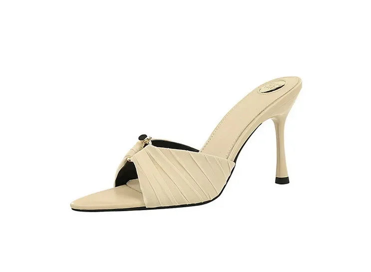 BIGTREE Summer Woman Slippers Fashion Open Toe Thin High Heels Shoes Street Style Stripper Party Slides Zapatos De Mujer