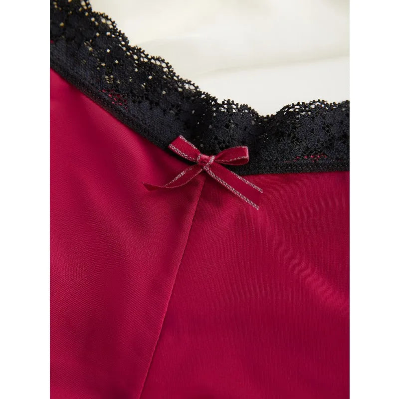 3pcs/Set Women's Low-Rise Triangle Panties French Lace Patchwork 2-Color Briefs Thin Gusset Chic Delicate Intimate Underwear