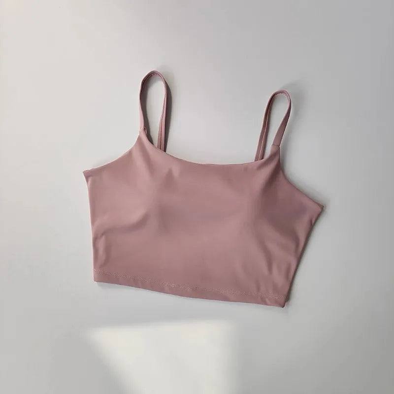 Women's yoga sports bra, small camisole vest integrated fixed gathering sports and fitness bra