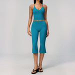 Summer New Yoga Clothing Women Solid V Neck Slim Sports Tank Top Athletic Wear High Waist Butt Lift Mid Pants Gym Fitness Suits