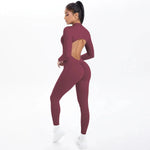 Women's Seamless Yoga Jumpsuits Sports Fitness Zipper Open Back Breathable One-Piece Bodysuits for Gym Running Fitness Workout