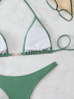 Triangle Halter Thong Bikinis 2026 Women Sexy Swimsuit Solid String Swimwear Female Bathers Bathing Swimming Swim Suit Beachwear