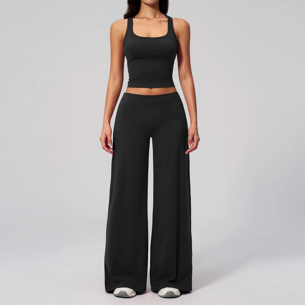 Women's Summer Two Piece Yoga Sets Slimming Sports Tank Top Lifted Buttocks High Waist Flare Pants Gym Fitness Suits Tracksuit